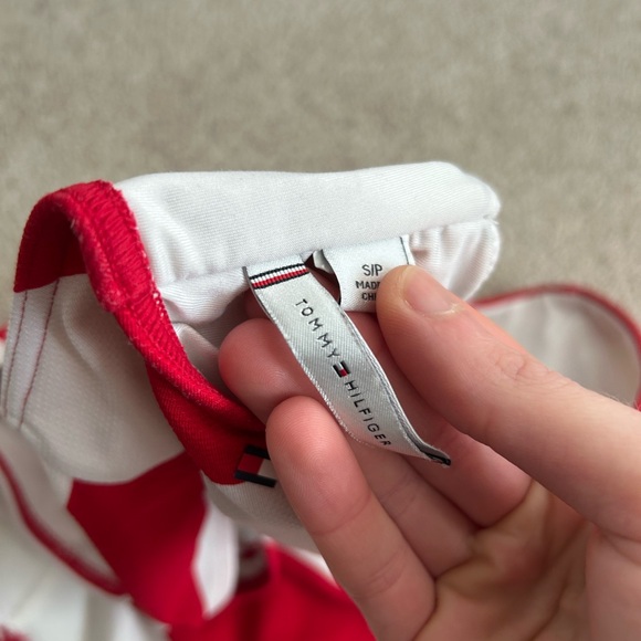 Tommy Hilfiger Striped Red and White Size XS One Shoulder Bikini - Picture 5 of 5